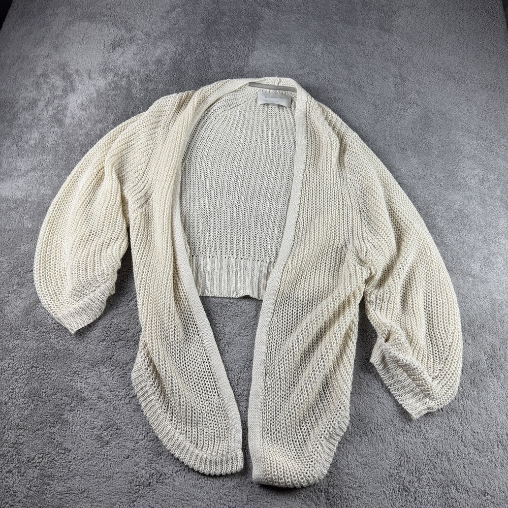 Brochu Walker Fida Handknit Shrug Womens Small Cream Open Cardigan